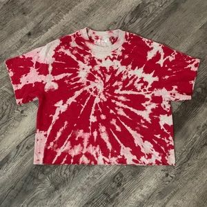 🖤 Red and Gray Tie Dyed Crop Top